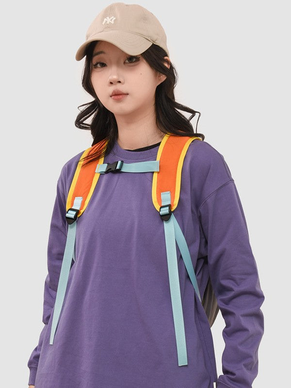 Women's Portable Contrast Color Leisure Drawstring College Backpacks