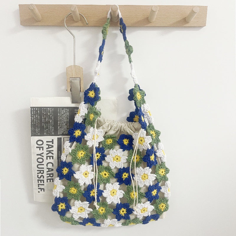 Thread Woven Summer Wool Flower Camisole Beach Women's Shoulder Bag