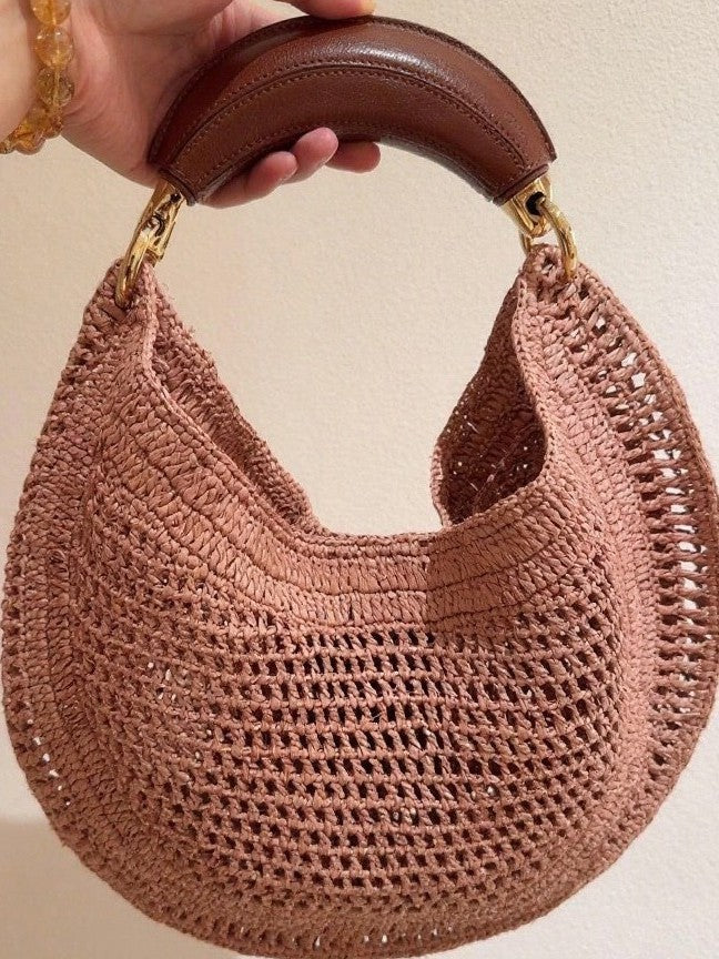 Luxury Fashion Hand-woven Selenodont Summer Vacation Beach Hollow Design Portable Women's Handbag
