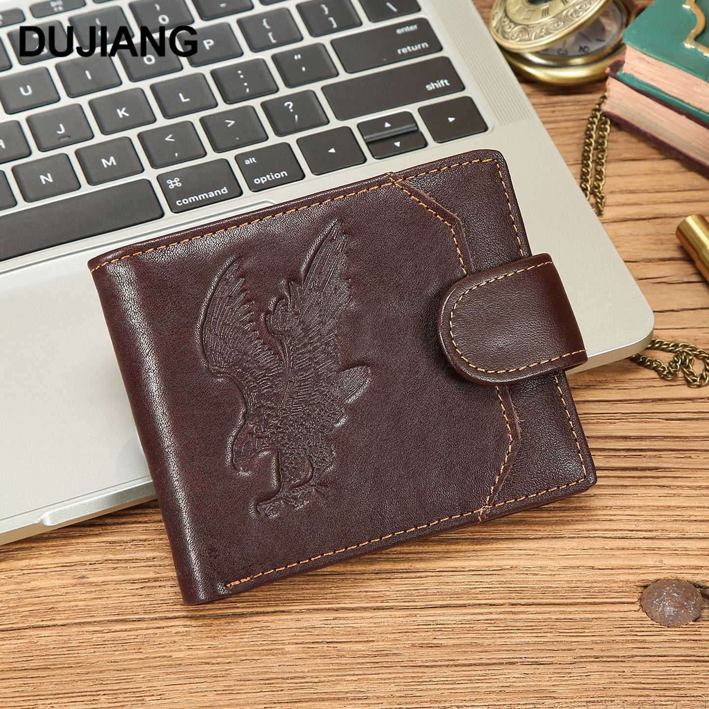 Men's Layer Cowhide Short Genuine Leather Fashion Folding Multiple Slots Large Coin Purses