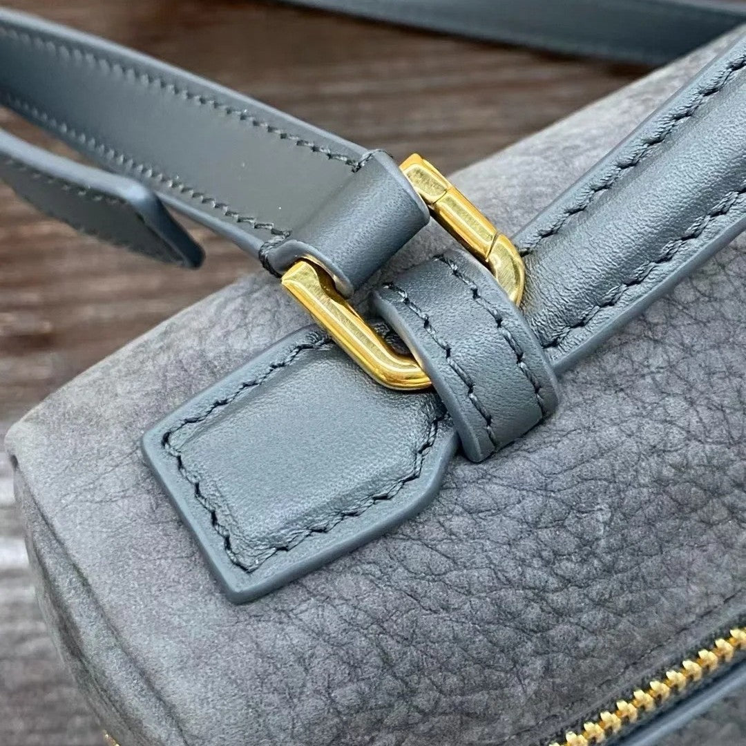 Lunch Box Lychee Pattern Genuine Leather Fashion Small Square Bag
