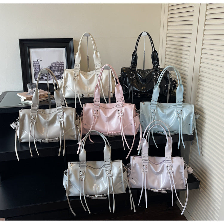 Loose Glossy Leisure Commute Large Capacity Retro Simple High Shoulder Bags