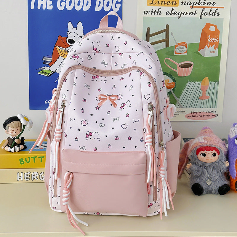 Cute Wild Korean Style Large Capacity Good-looking Bow Leisure Backpack