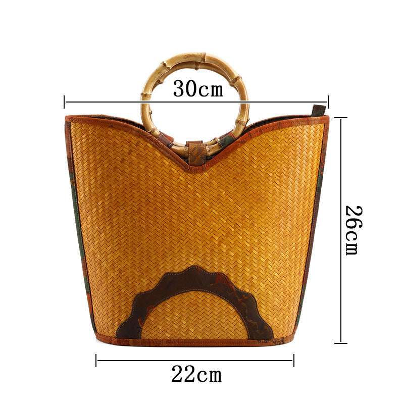 Chinese Style Yarn Fabric Bamboo Woven Cheongsam Match Ladies Bags