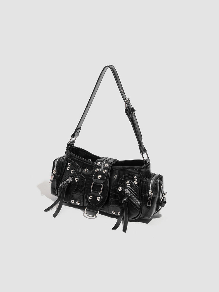 Motorcycle Vintage Rivet Niche Hot Versatile Women's Shoulder Bag