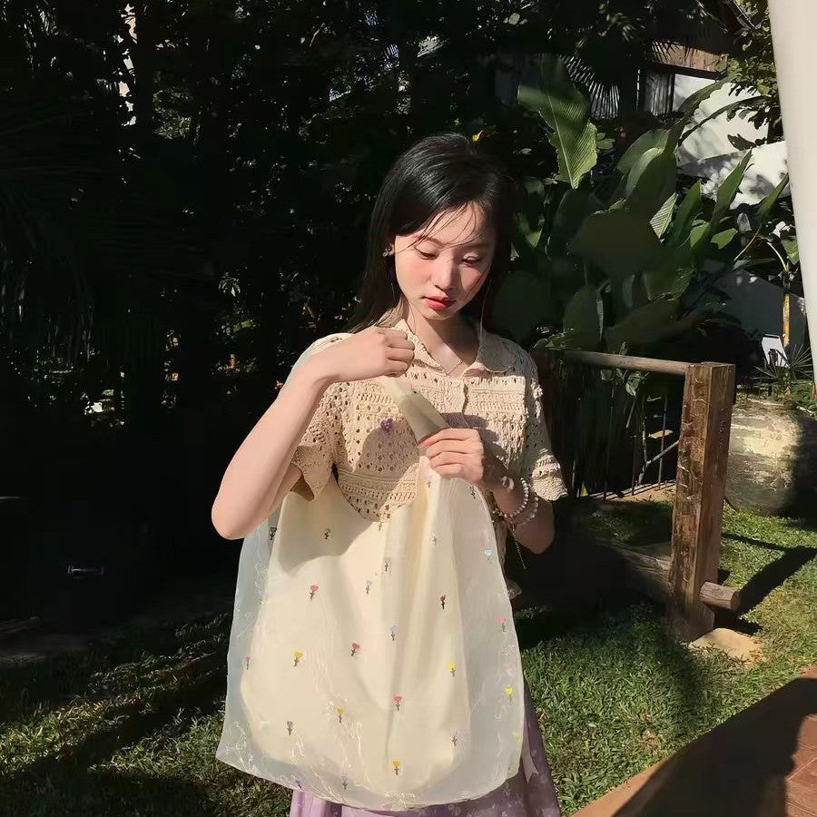 Women's Colorful Yarn Full Open Organza Single Women's Shoulder Bag