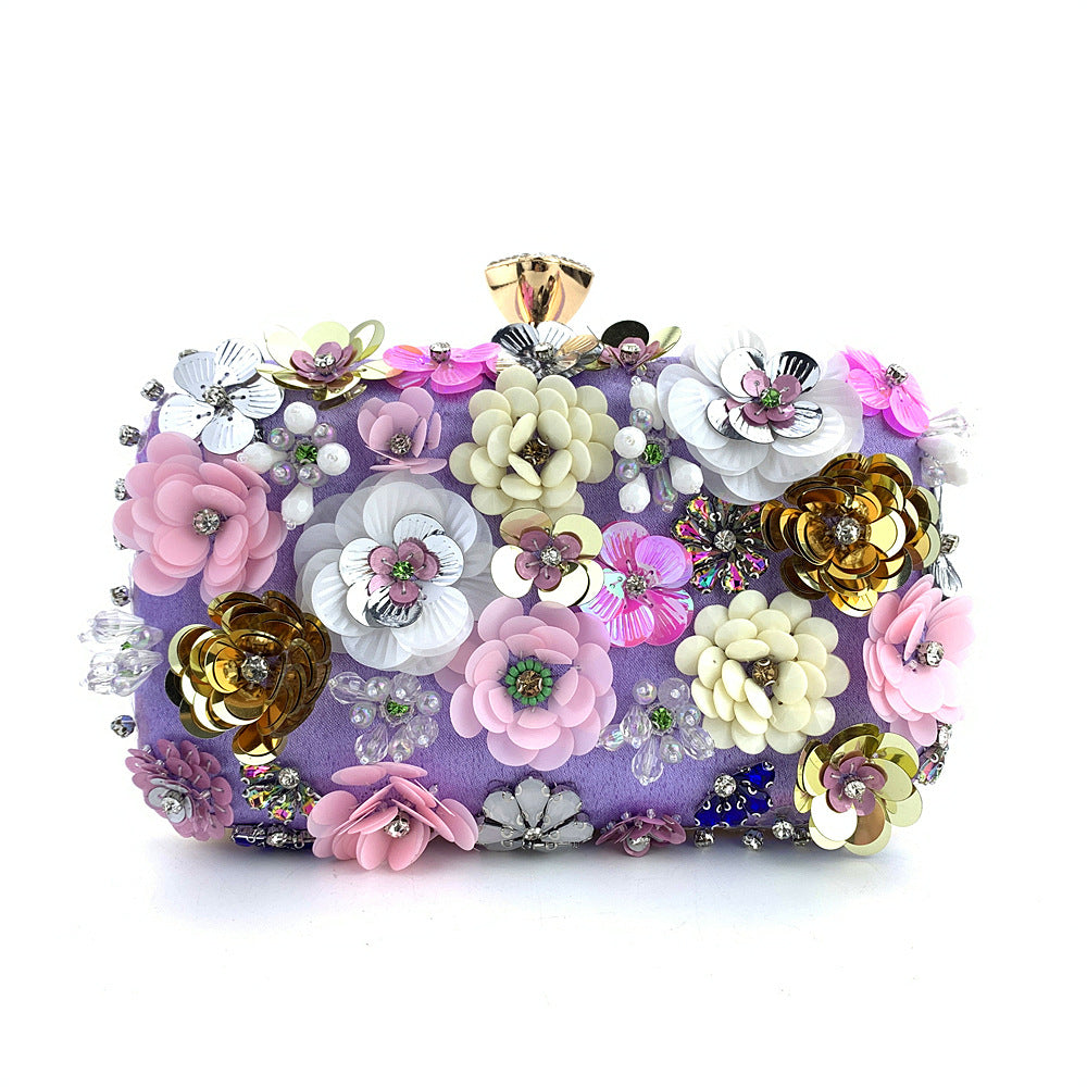 Women's Fashion Handmade Flower Beaded Banquet Wedding Dinner Bag