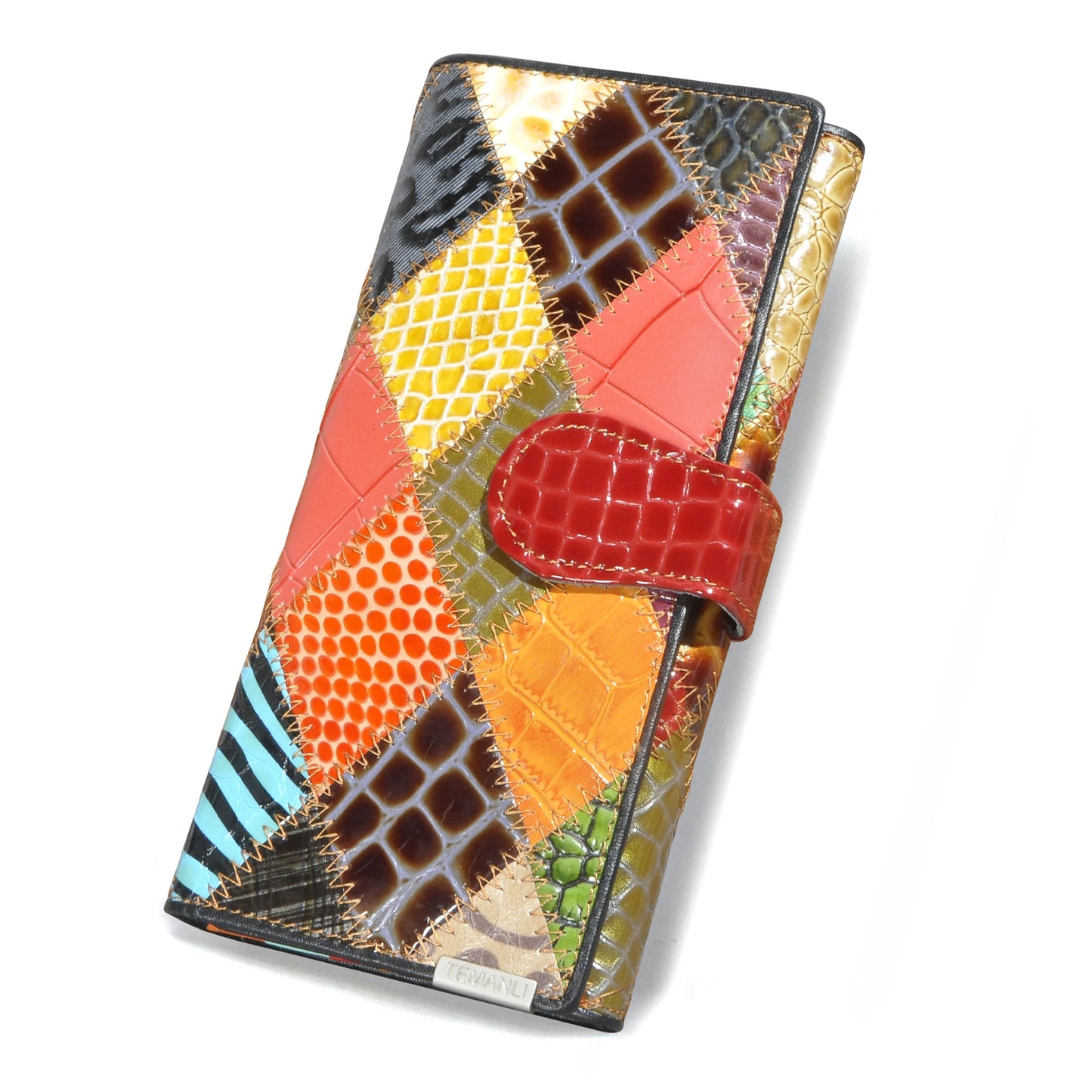 Women's Layer Cattlehide Leather Fashion Advanced Stitching Practical Multiple Slots Ladies Wallet