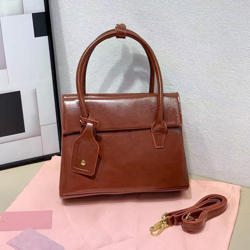 Women's Italian Shell Retro Bowling Genuine Leather Women's Handbag
