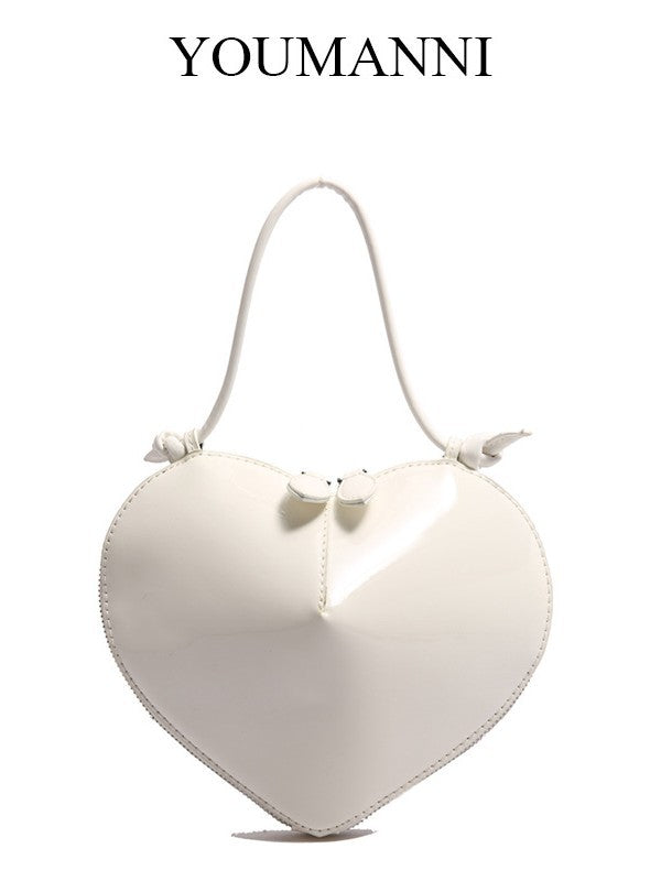Women's French Fashion Textured Heart Shape Heart-shaped Bags