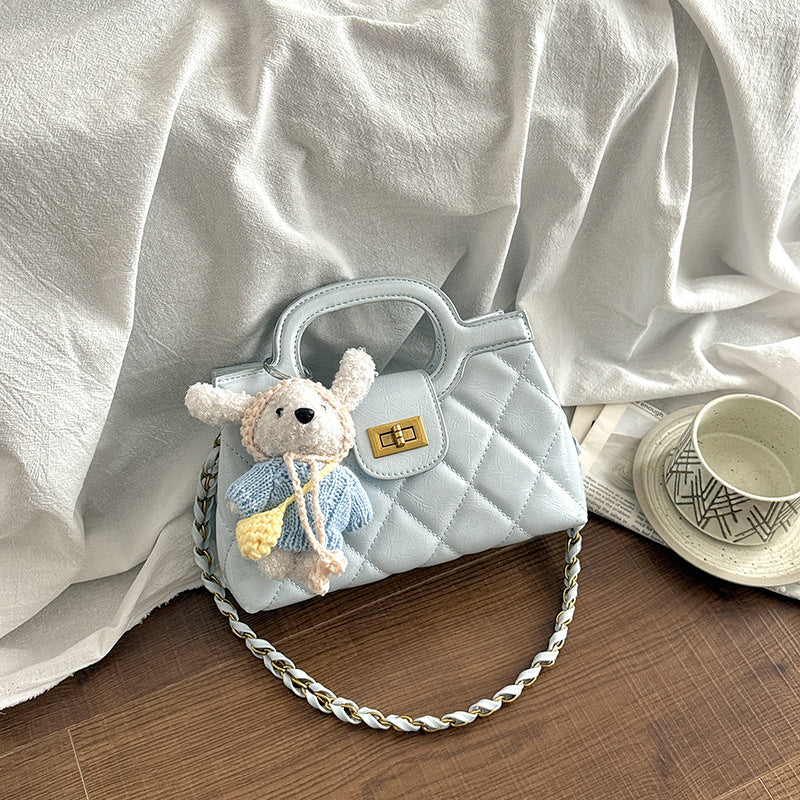 Korean Style Fashion Embroidery Thread Rhombus Women's Messenger Bag