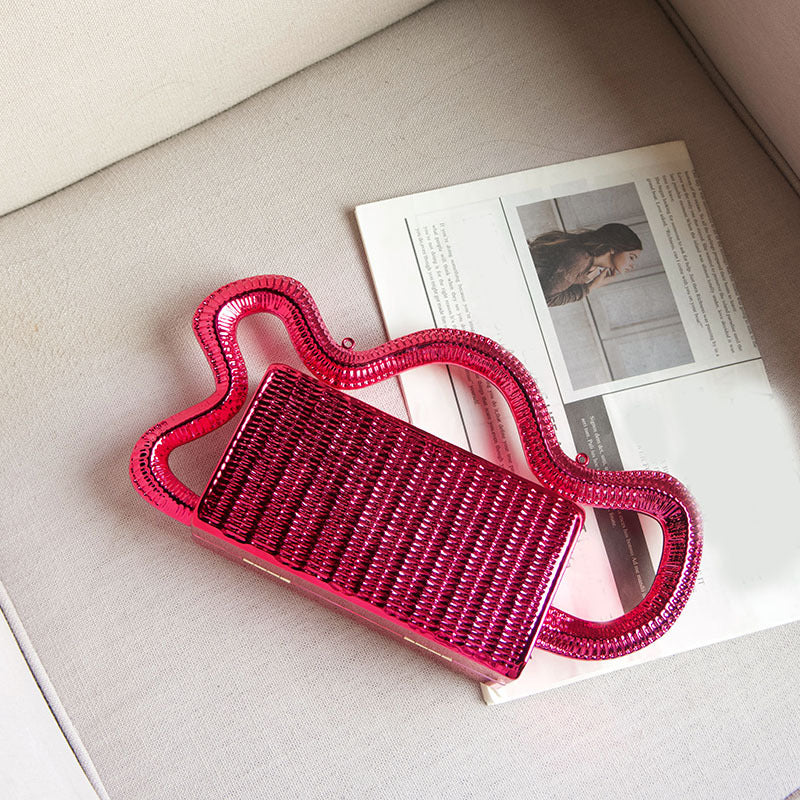 Trendy Metal Woven Vegetable Box Design Fashion Creative Women's Handbag