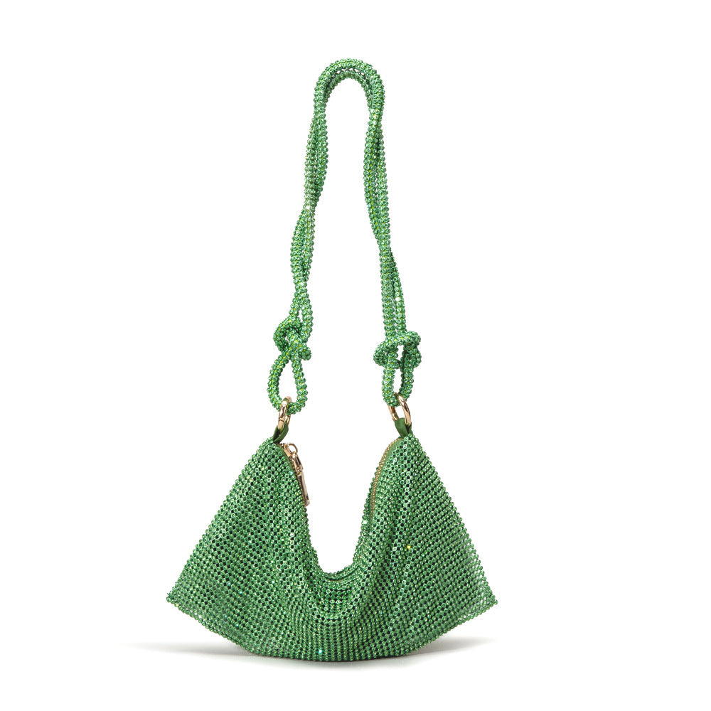 Studded Hand Crystal Metal Sequins Full Rhinestone Dumpling Underarm High Women's Handbag