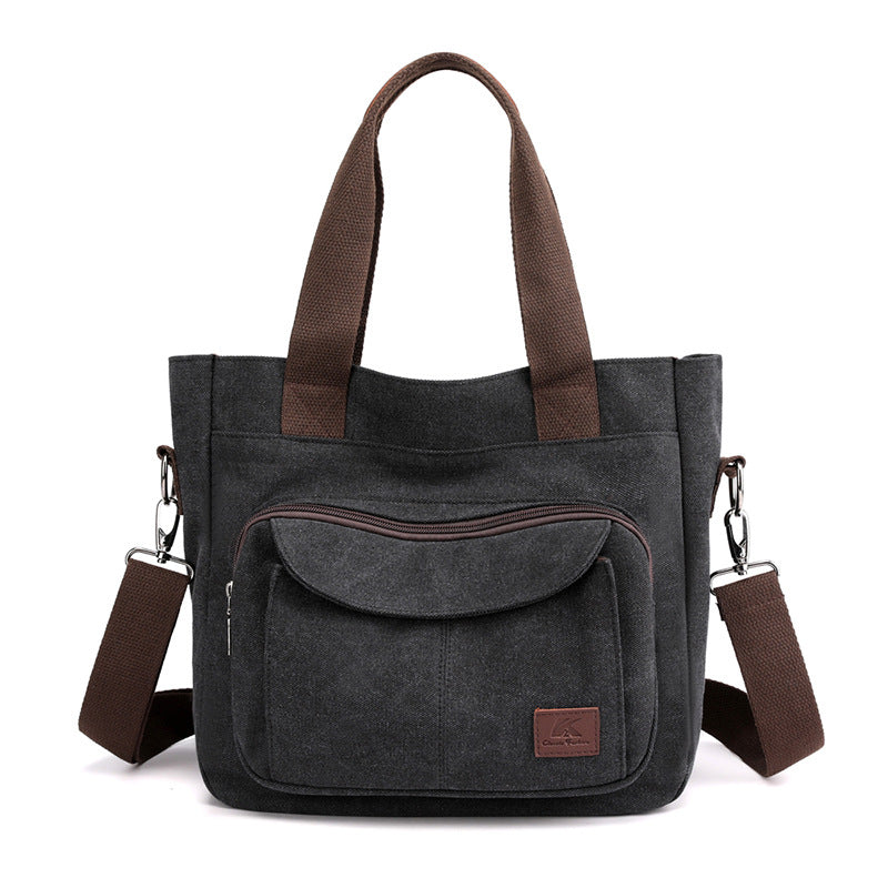 Women's Simple Retro Canvas Large Capacity Portable Shoulder Bags