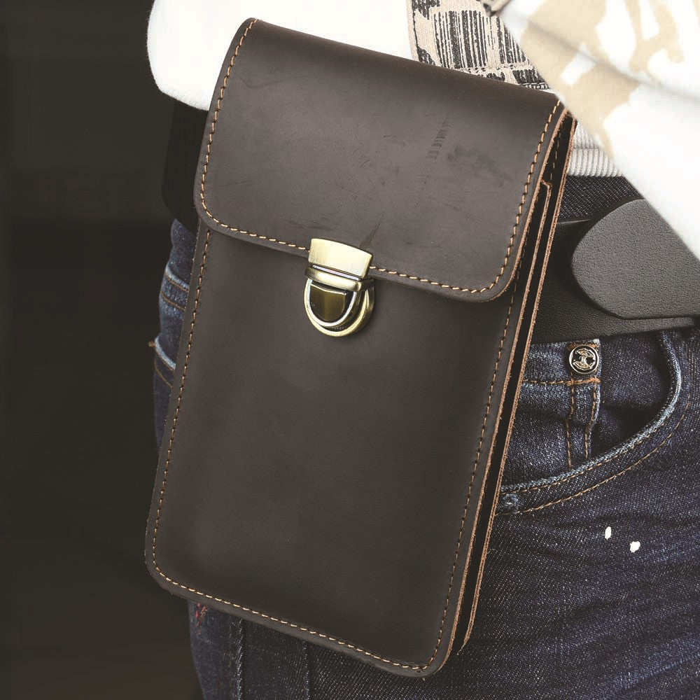 Layer Cowhide Hanging Mobile Work Lightweight Men's Fanny Pack