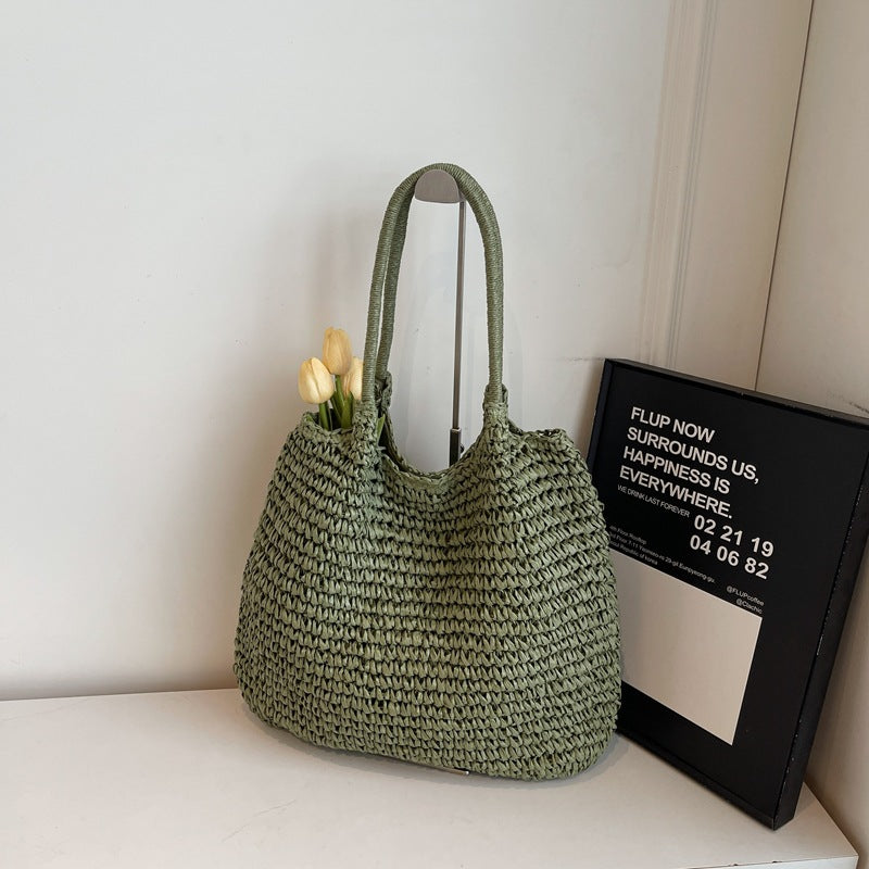 Women's Style Large Capacity Totes Straw Seaside Vacation Bags