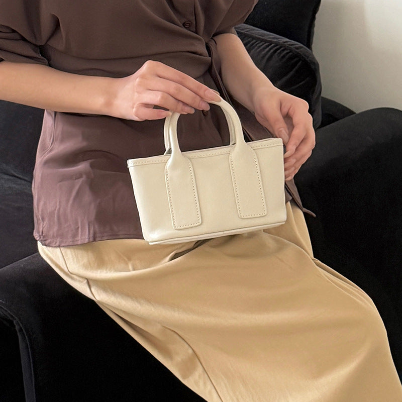 Niche Food Basket First Layer Cowhide Genuine Leather Women's Messenger Bag