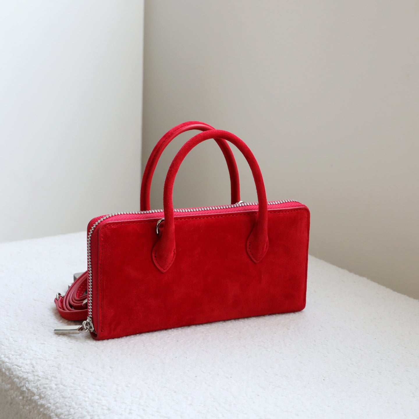 Women's High-grade Portable Horsehair Polka Dot Mobile Genuine Leather Small Square Bag