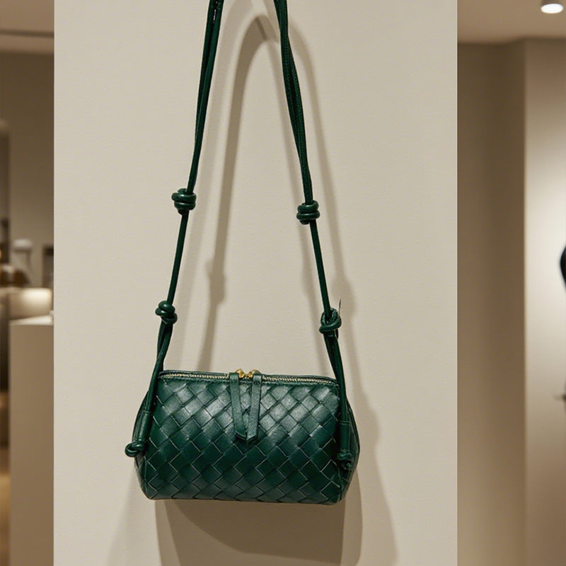 Women's Handmade Cowhide Woven Underarm Fashion Bags