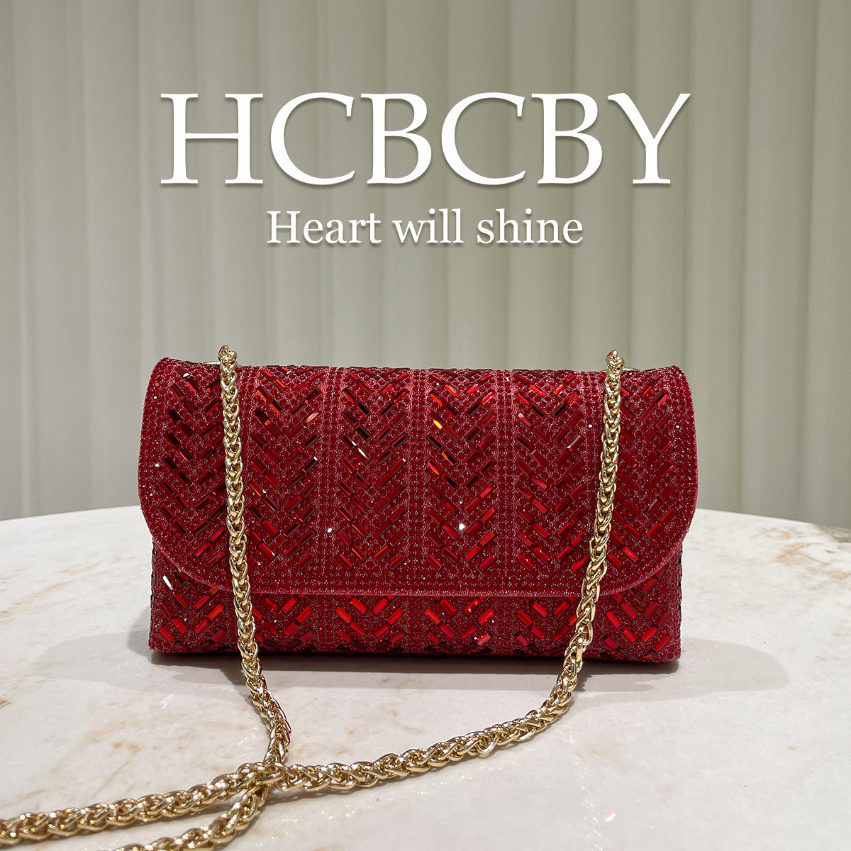 Women's Flash Rhinestone Ornament Envelope Fashionable Elegant Dinner Bag