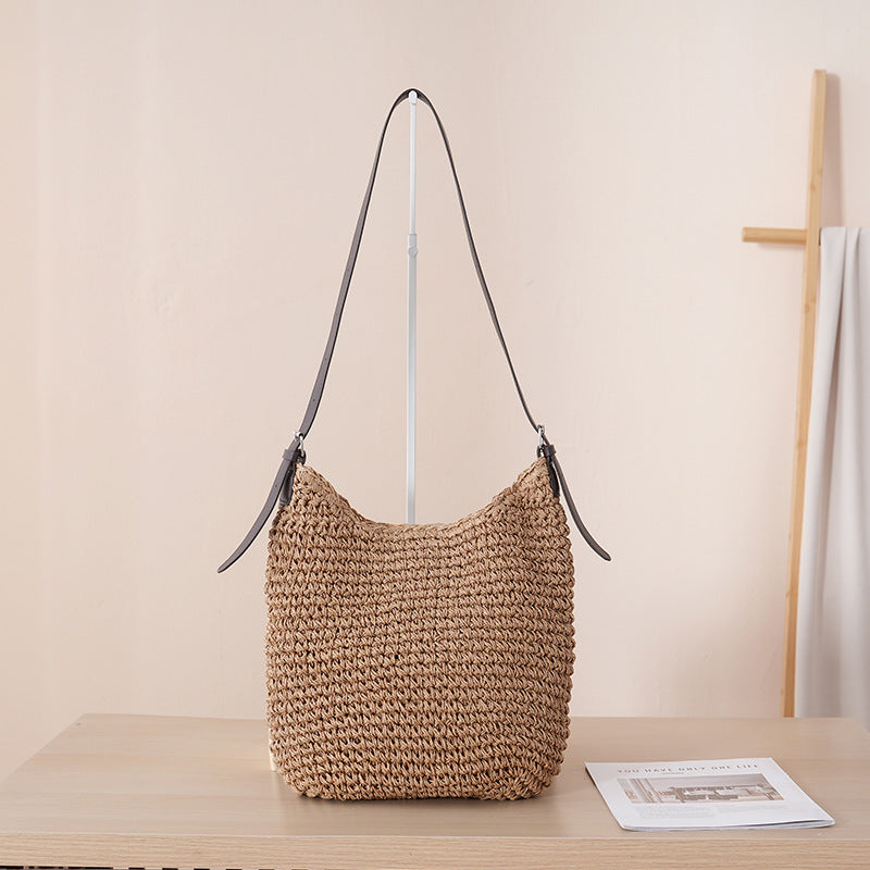 Women's Woven Straw Niche Solid Color Vacation Women's Shoulder Bag