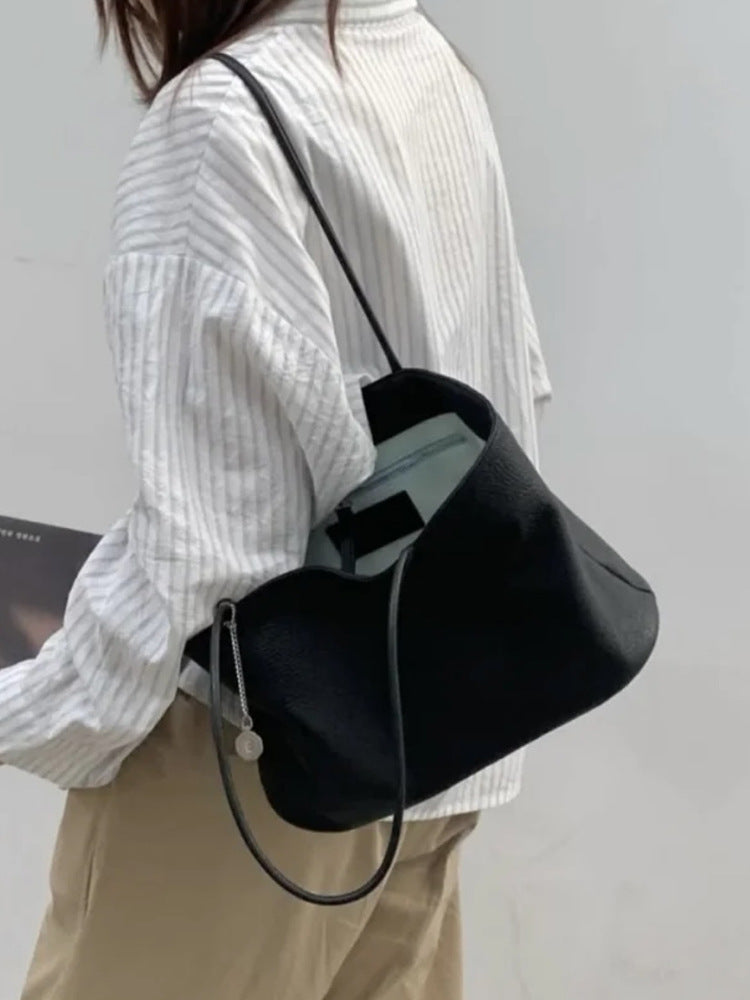 Leather Minimalist Top Layer Cowhide Large Shoulder Bags