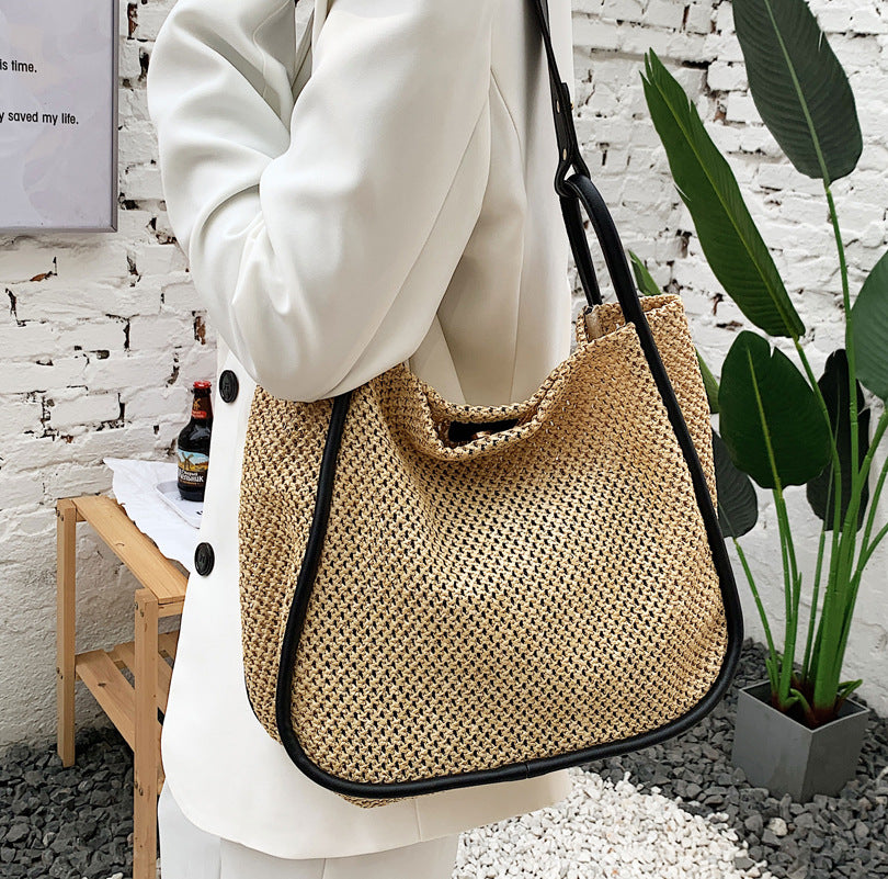 Women's Straw Woven Large Capacity Fashion Advanced Women's Shoulder Bag