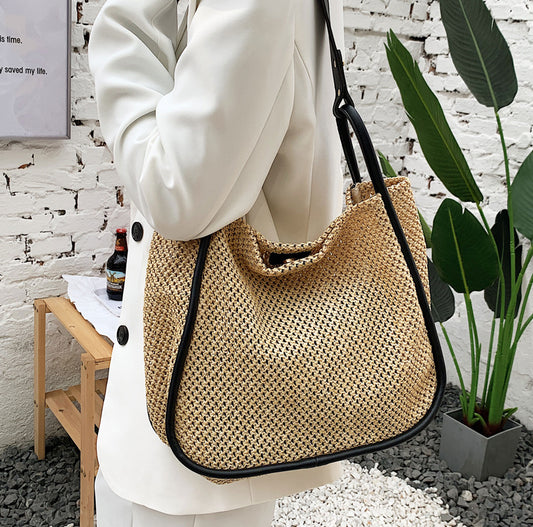 Women's Straw Woven Large Capacity Fashion Advanced Women's Shoulder Bag