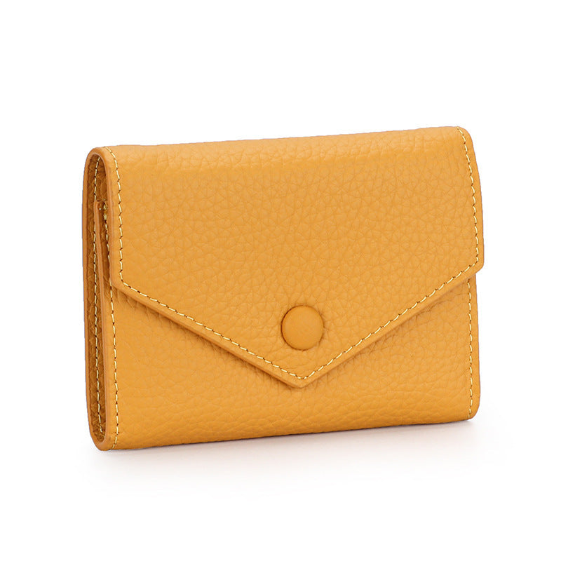 Women's Leather Short Simple Folding First Layer Cowhide Fashion Ladies Wallet