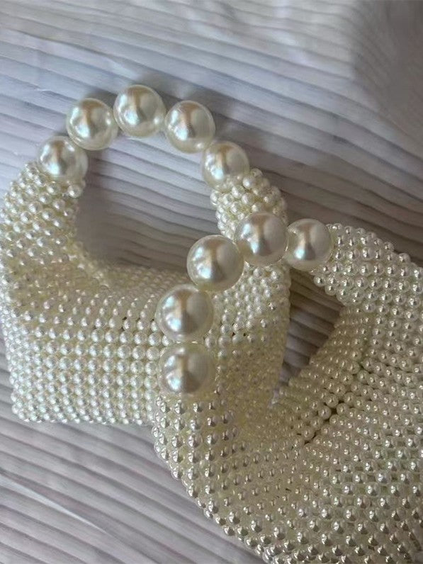 High-grade French Hand-woven Fairy Temperamental Beaded Pearl Women's Messenger Bag