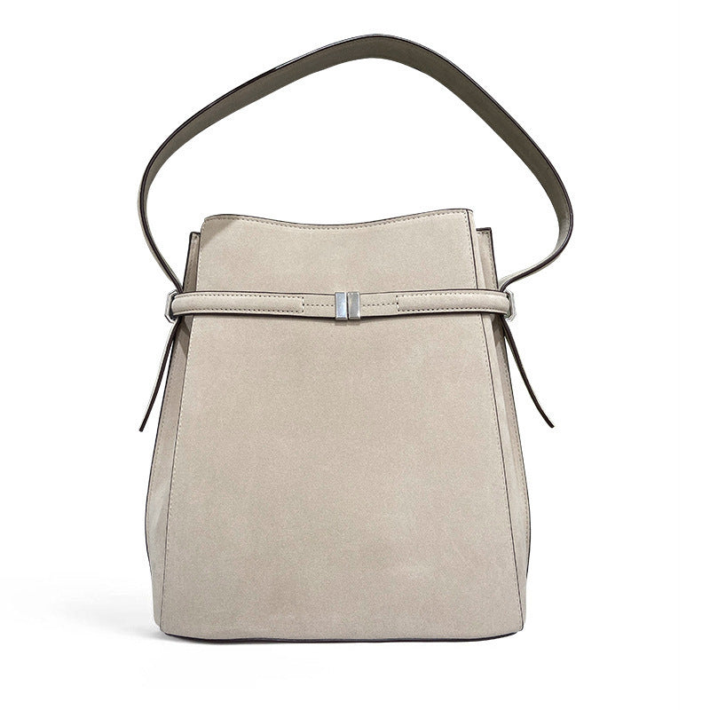 Genuine Leather Simple Female Swedish Design Versatile Bucket Bags