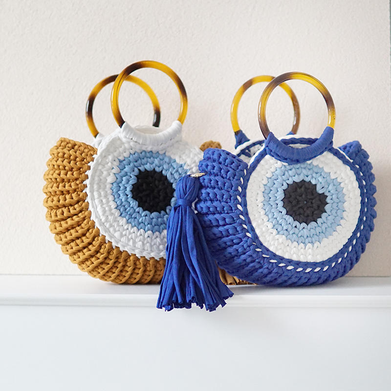 Thread Woven Large Capacity Big Eye Monster Vacation Beach Women's Handbag