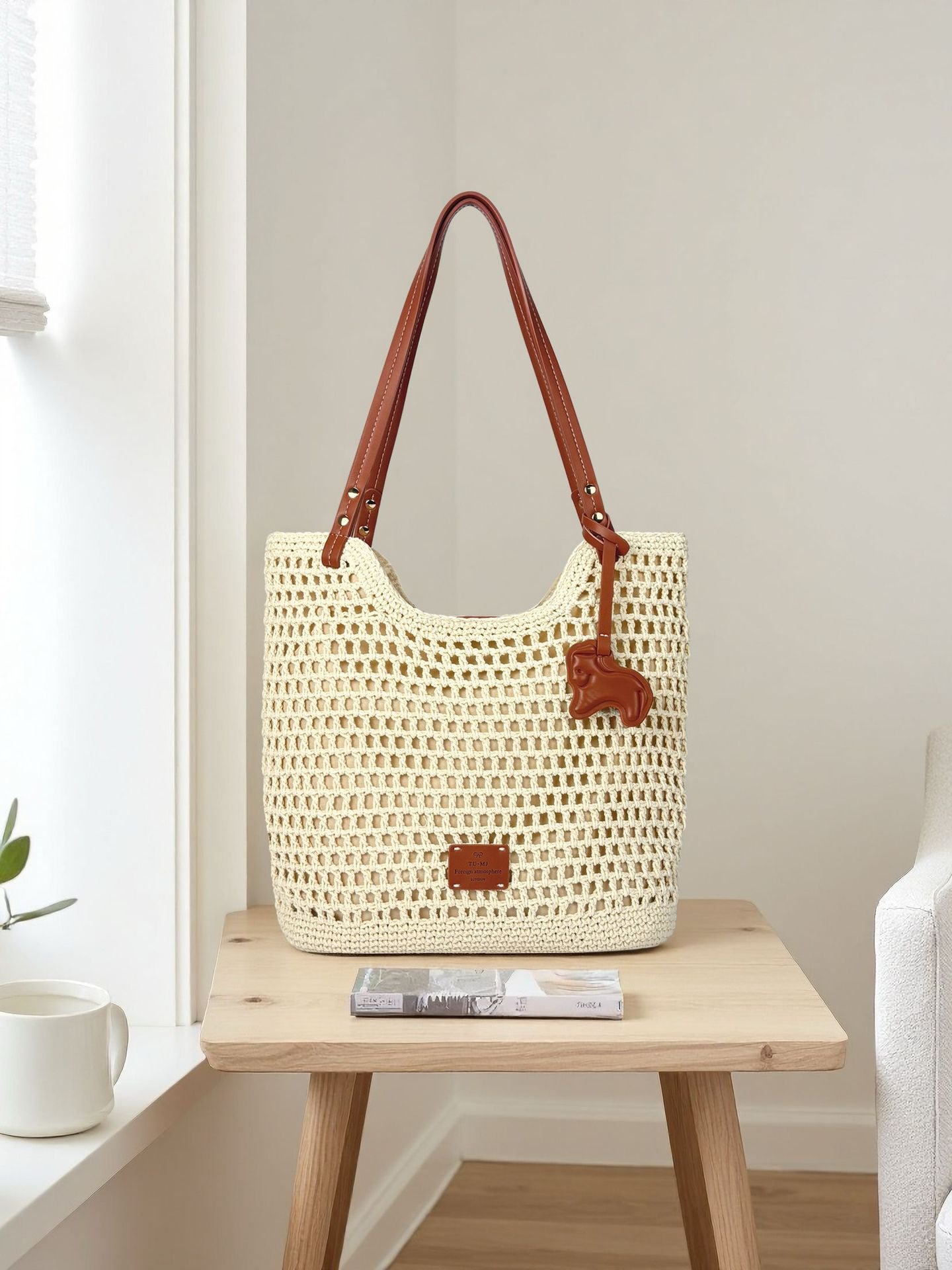 Women's Lazy Vacation Cotton String Beach Holiday Woven Large Women's Shoulder Bag