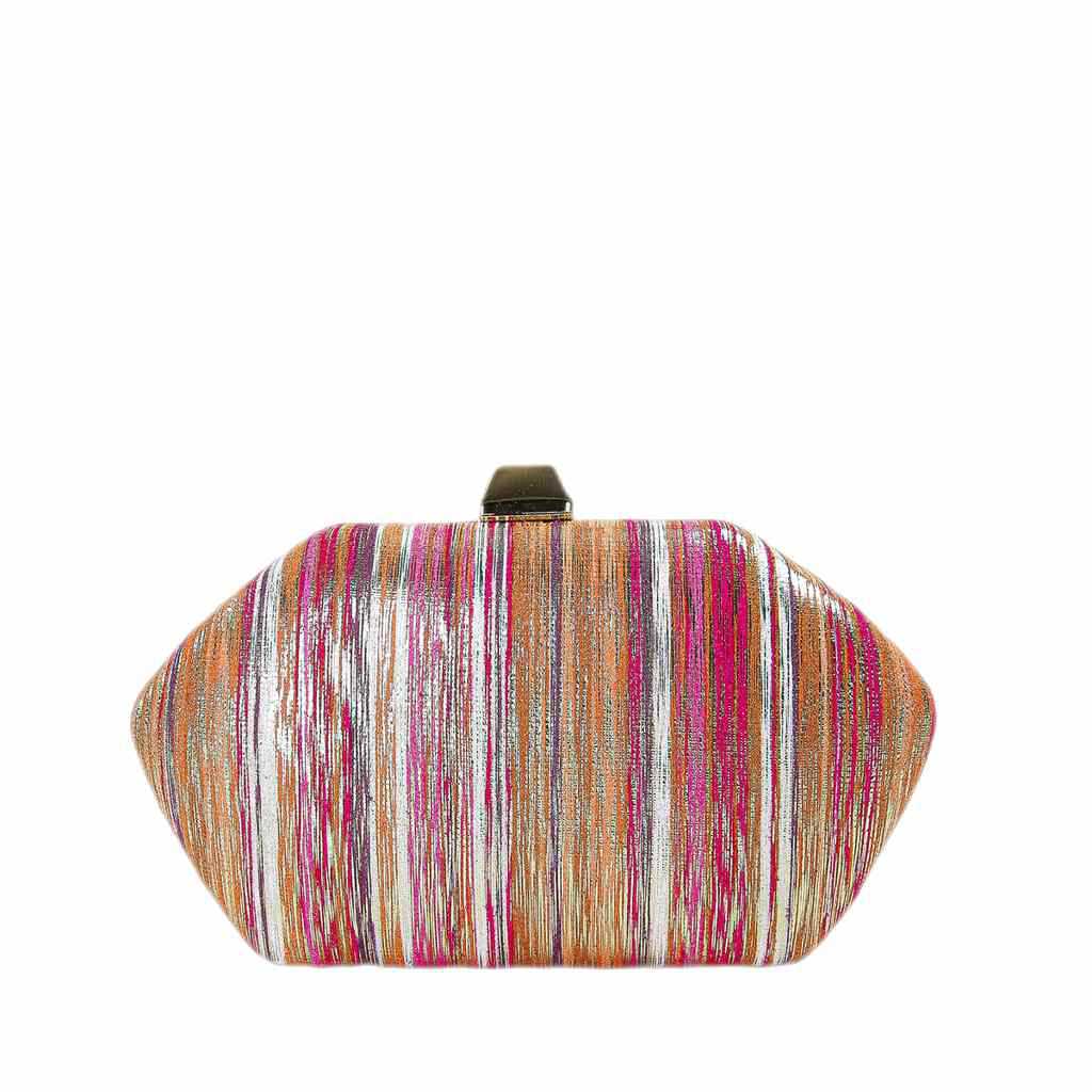 Women's Ethnic Style Gold Silk Color Stripes Dinner Bag