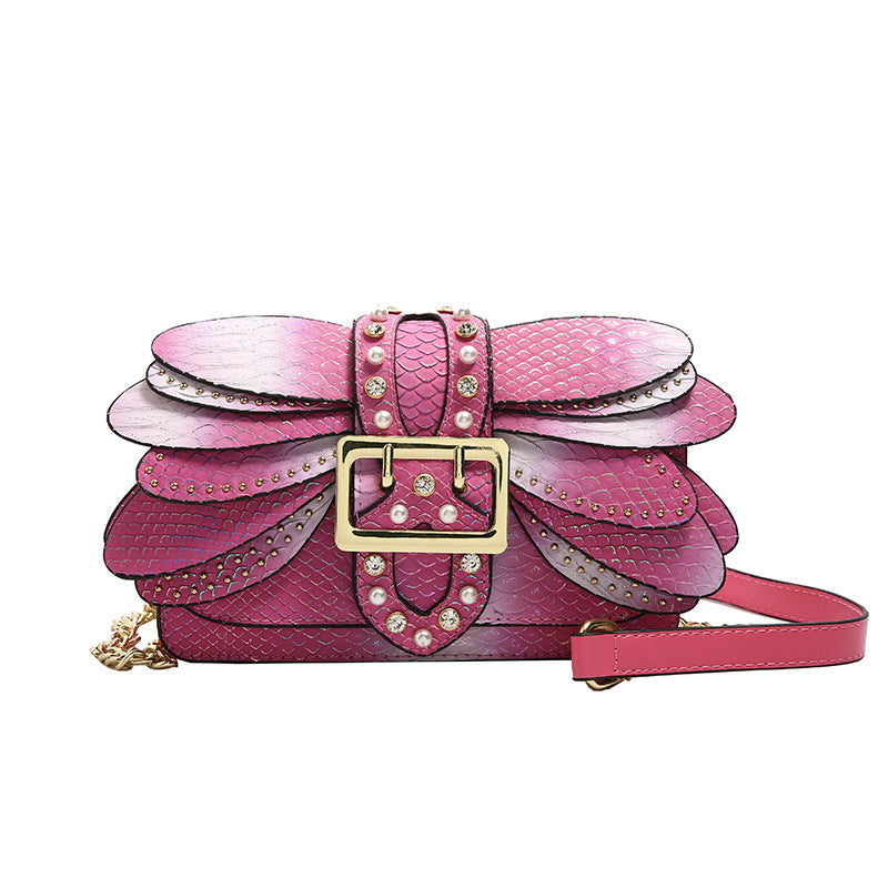 Women's Good-looking Butterfly Wings Rivet Chain Fashion Small Square Bag