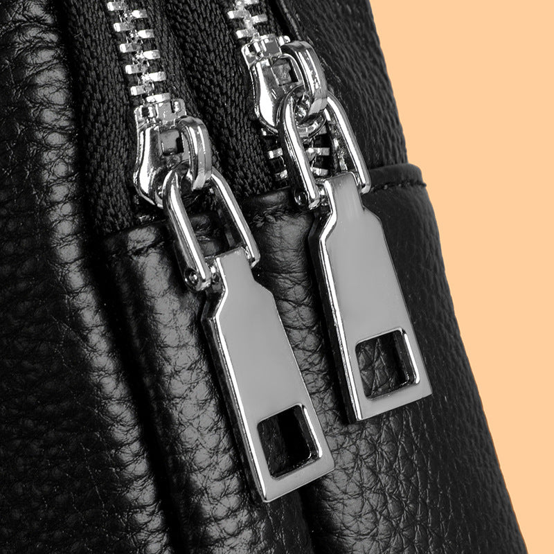 Women's & Men's Cowhide Couple Fashion Simple Leather Men's Chest Bag