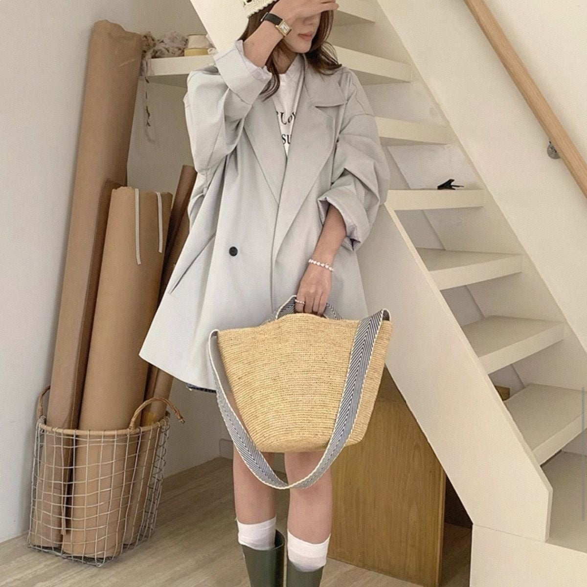 Women's Straw Knitted Vacation Beach Fashion Large Women's Handbag