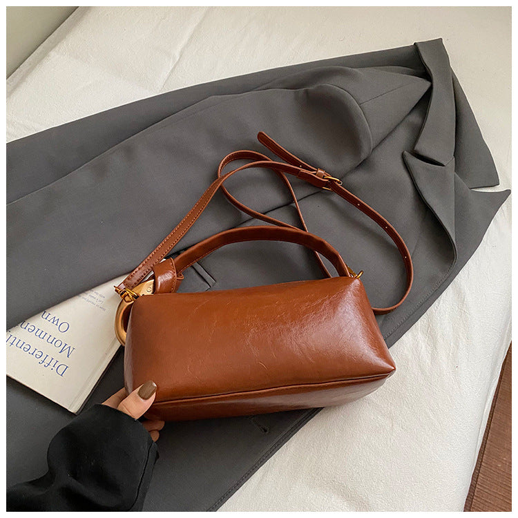 Women's Retro Suede Leopard Print Hand Holding Women's Messenger Bag