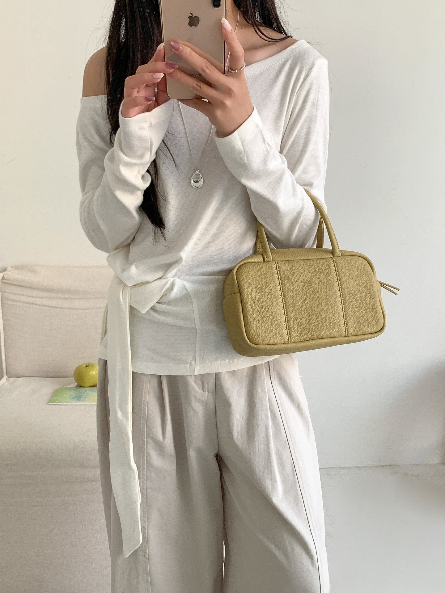 Women's Lychee Pattern Boston Solid Color Large Capacity Simple Women's Handbag