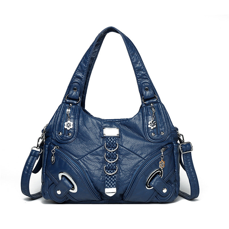 Women's Retro Trendy Large Capacity Motorcycle Women's Shoulder Bag