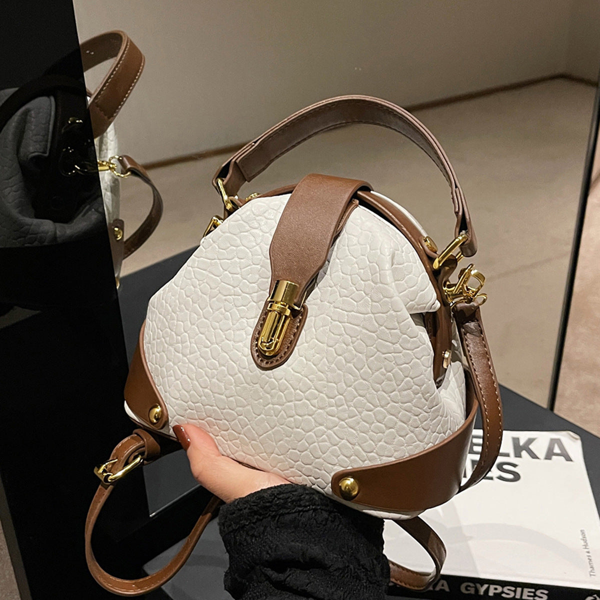 Women's Contrast Color Portable Shell Korean Style High-grade Bags