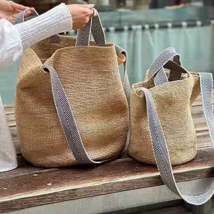 Women's Raffia Woven Summer Seaside Holiday Solid Women's Messenger Bag