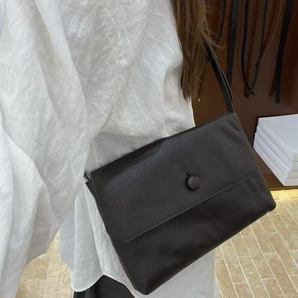 Niche Curved Layer Cowhide Genuine Leather Women's Handbag