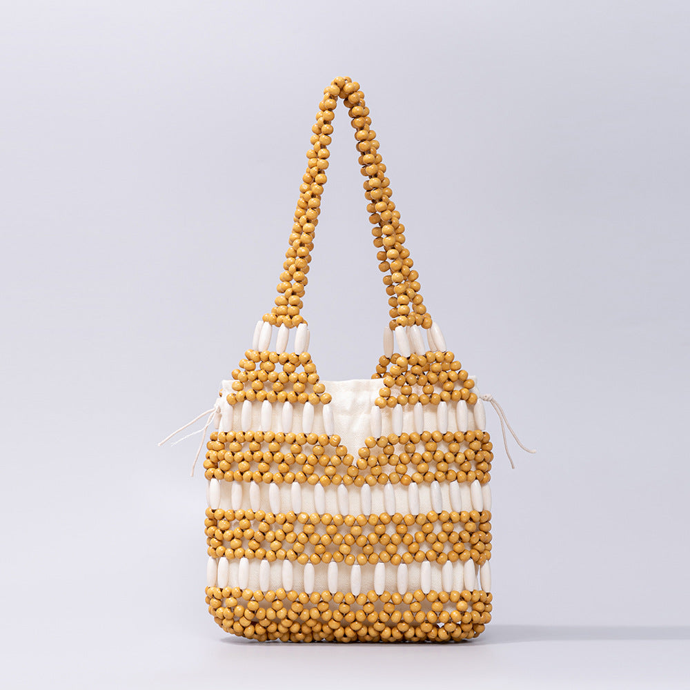 Women's Maple Design Commuter Trendy Wooden Bead Bags