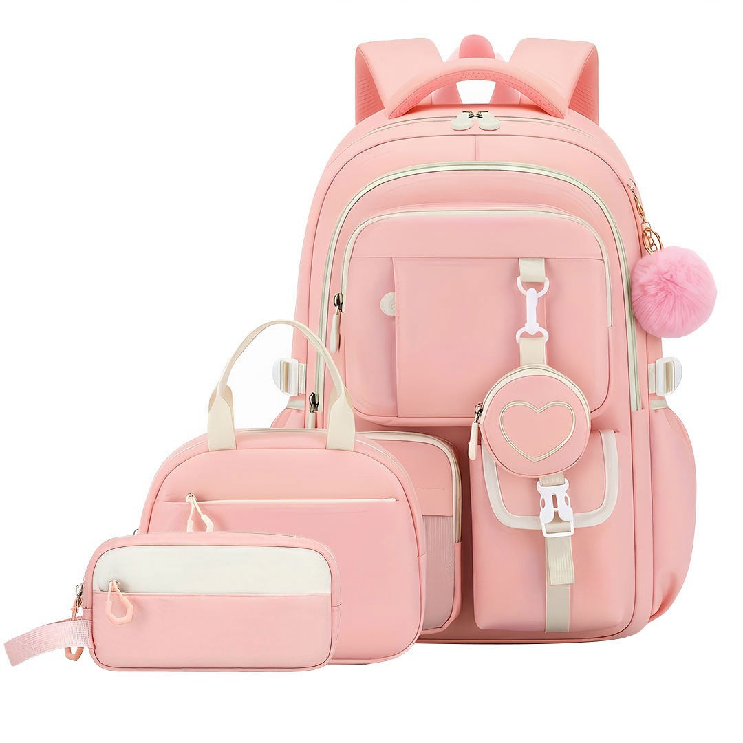 Three-piece Large Capacity Burden Alleviation Leisure Primary School Bag