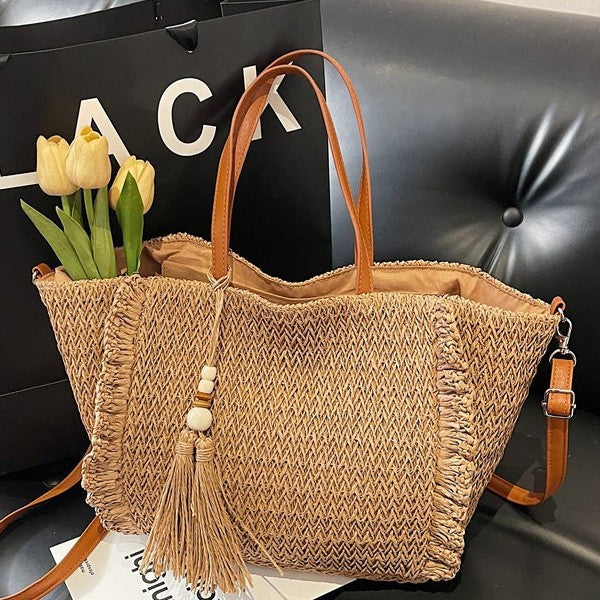 Woven Seaside Vacation Large Capacity Commuter Beach Summer Women's Shoulder Bag