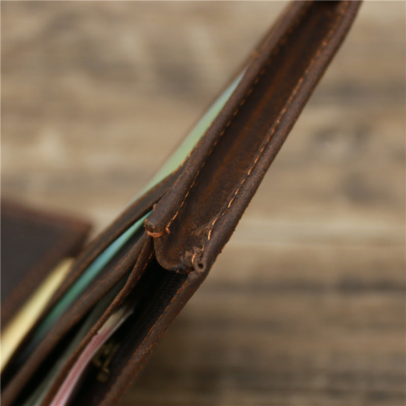 Men's Leather Crazy Horse Cowhide Vintage Dark Purses