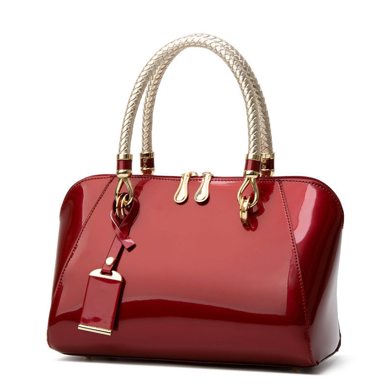 Versatile Women's Patent Leather Glossy Bridal Handbags