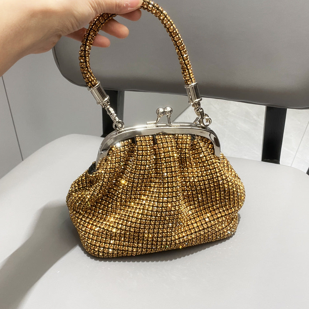 Women's Dinner Portable Clip Full Diamond Handmade Shiny Rhinestone Bags