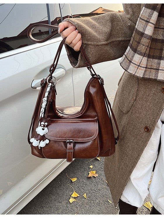 Women's Style Large Capacity Soft Leather Commuter Women's Shoulder Bag